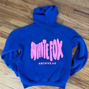 White Fox Boutique Blue and Pink Hoodie Sz xxs/xs